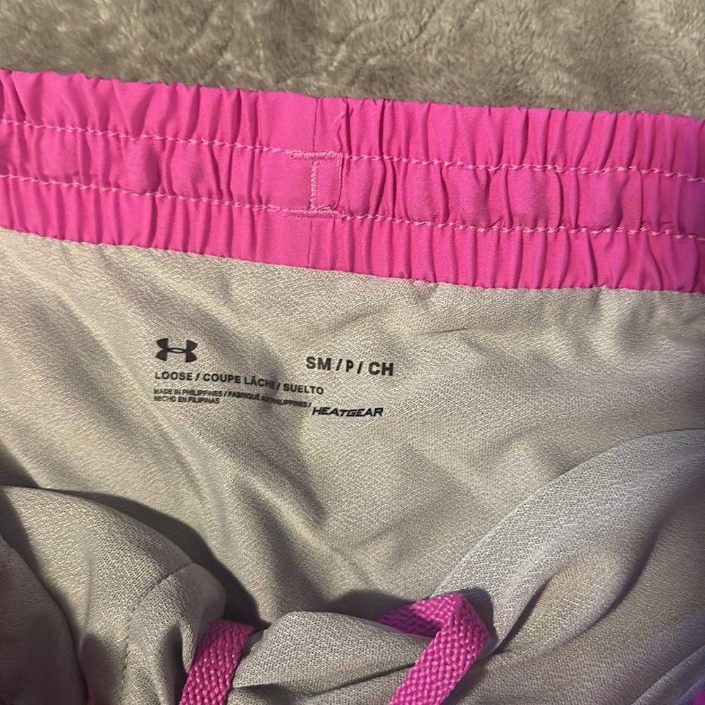 Under armour purple and navy heat gear workout shorts size small nwt - Picture 3 of 3